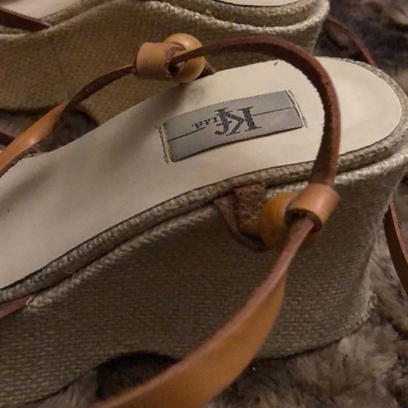 90s Vintage KF Ltd Woodbeads wraparound Platforms - Picture 4 of 5